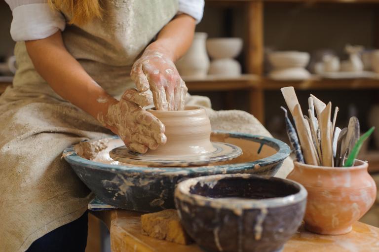 One of the most skilled and artistic steps in pottery-making is the shaping of the clay.