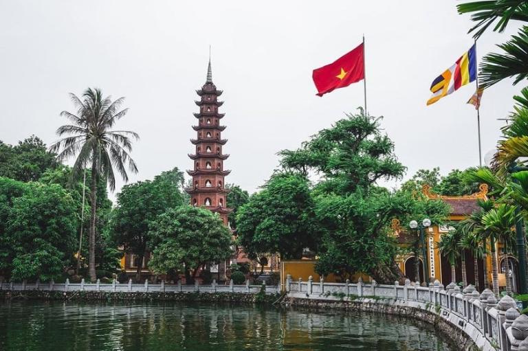 Tran Quoc Pagoda, located on the West Lake, is the oldest Buddhist temple in Hanoi