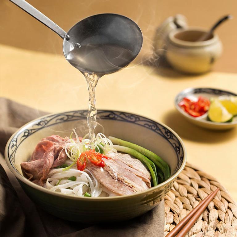 The foundation of pho is the broth, which is typically made from beef bones or chicken bones simmered for hours with aromatic spices and herbs.