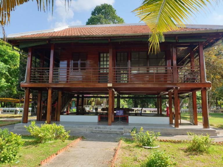 The wooden stilt house was President Ho's residence and workplace from 1958 to 1969.