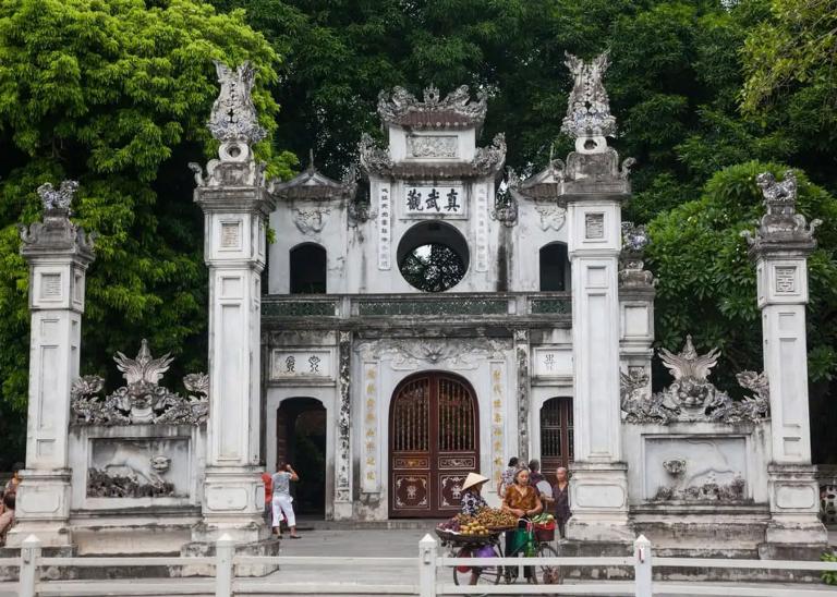 Tam Quan (three-arched gate) is a classic feature of Vietnamese temples.