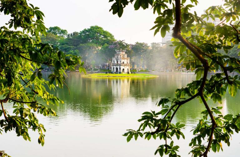 Hoan Kiem Lake is the very heart of Hanoi and is just a stone's throw away from Turtle Tower. 