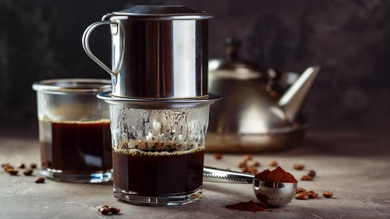 Vietnamese coffee is brewed using a drip filter known as a phin