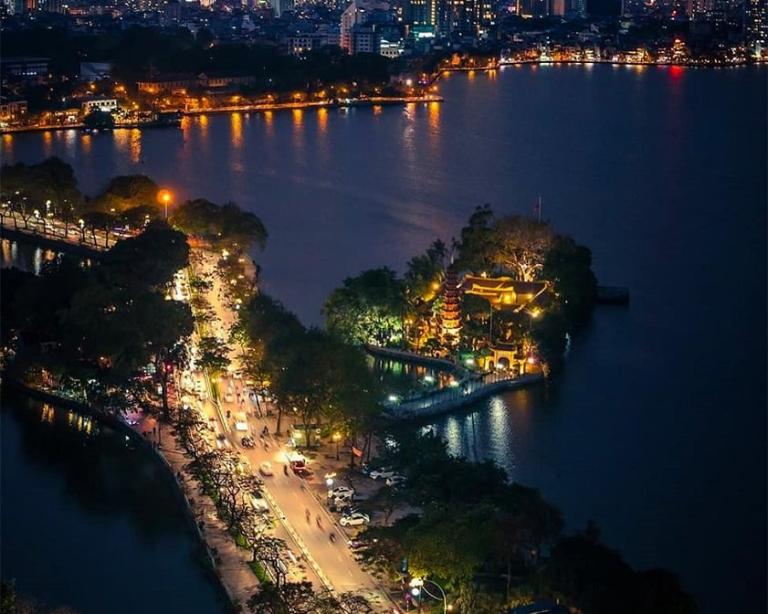 nightlife and entertainment on a motorbike tour in Hanoi