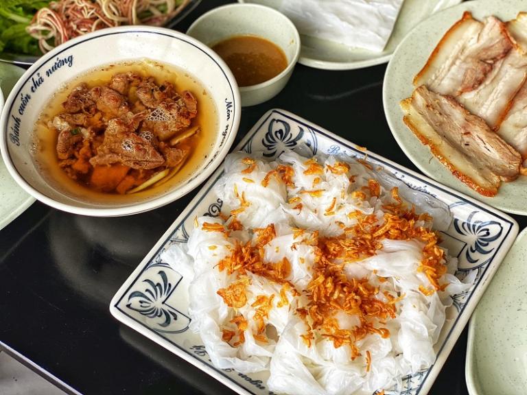 Banh cuon Phu Ly made from non-glutinous rice flour and without a meat filling