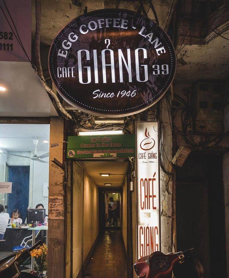 Cafe Giang tucked down in a small alley at 39 Nguyễn Hữu Huân Street