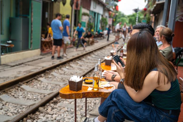 Railway Cafe Hanoi is a popular stop for tourists exploring the Tran Phu area.