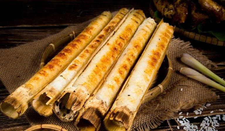 Bambo rice is a delicious, sticky rice dish cooked in bamboo tubes, infused with smoky flavor. 