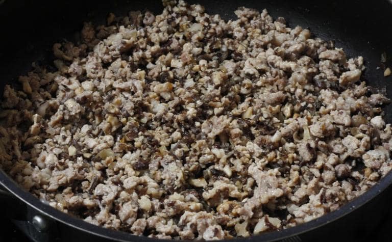 Ant eggs are sautéed with onions and fat to enhance their flavor before mixing with the rice.