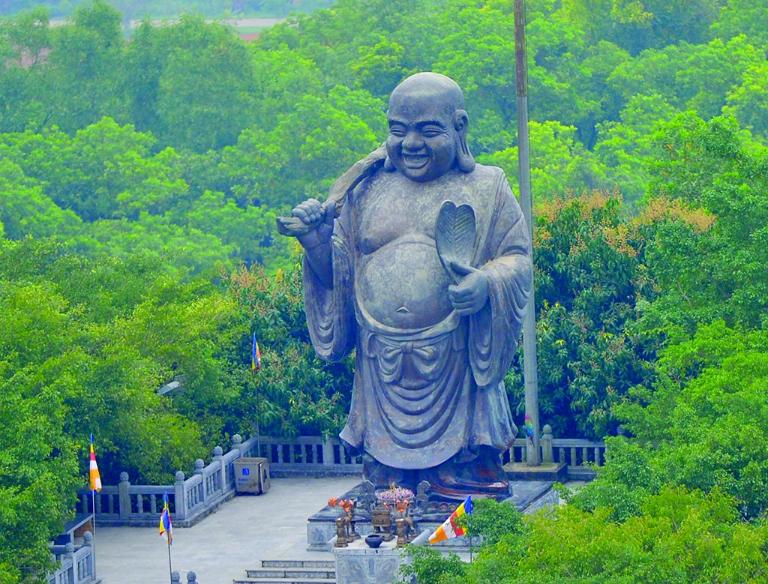 A 17-ton Laughing Buddha statue represents wealth, happiness, and optimism.