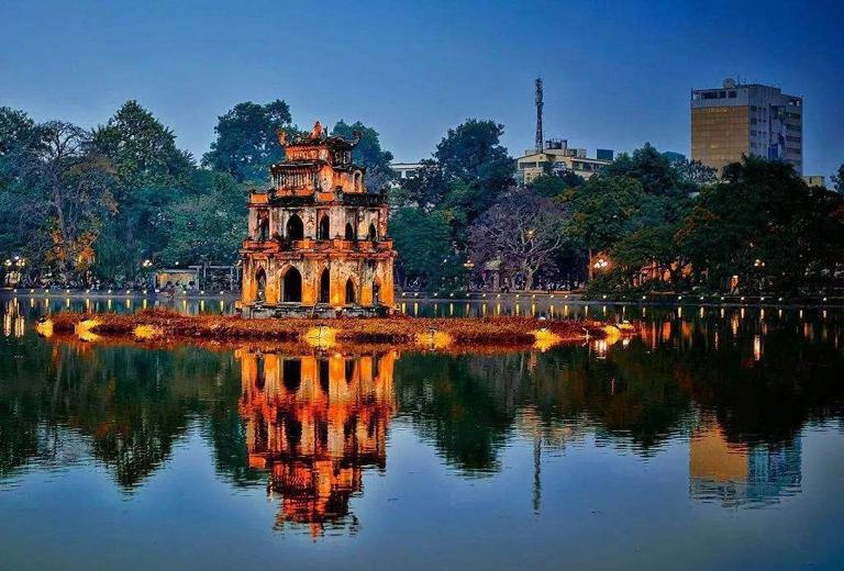 Hoan Kiem Lake is a peaceful lake in Hanoi, spanning 12 hectares, perfect for a relaxing stroll.