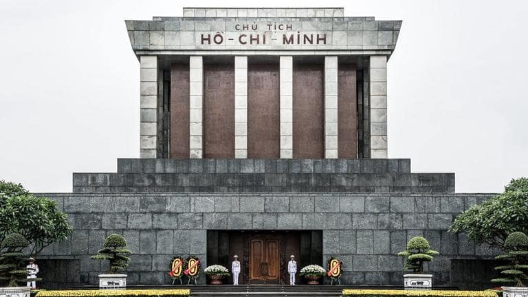 The Ho Chi Minh Mausoleum is a key landmark that houses the preserved body of Vietnam's founding leader.