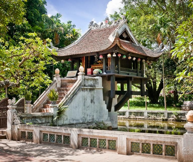 Visit the One Pillar Pagoda, an iconic Buddhist temple built in 1049, known for its unique design.