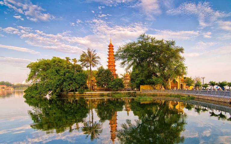 Tran Quoc Pagoda is one of the oldest Buddhist temples in Vietnam, situated on a small island in West Lake.