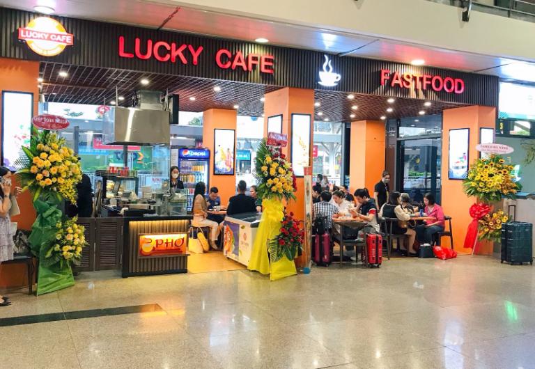 Lucky Cafe at Hanoi Airport serves coffee, pastries, and light snacks in Terminals 1 and 2.