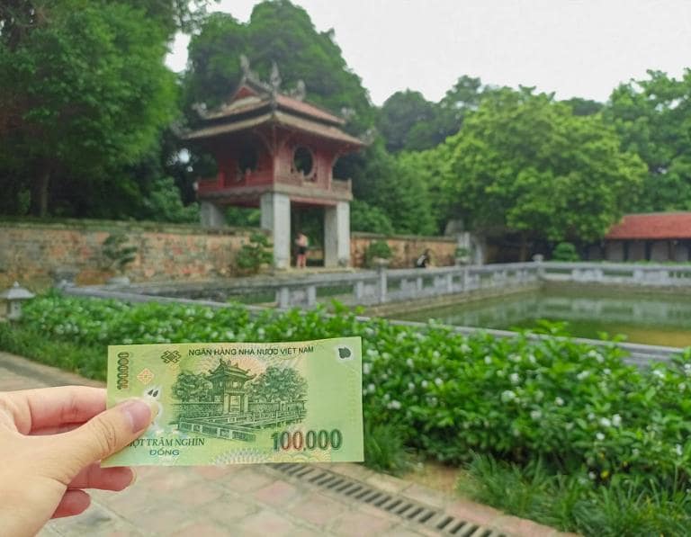 The Temple of Literature, featured on Vietnam's 100,000 VND note, celebrates Hanoi facts about its dedication to education.