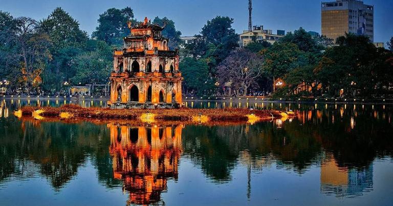 Known as the city of lakes, Hanoi boasts over 30 lakes, including the iconic Hoan Kiem Lake.