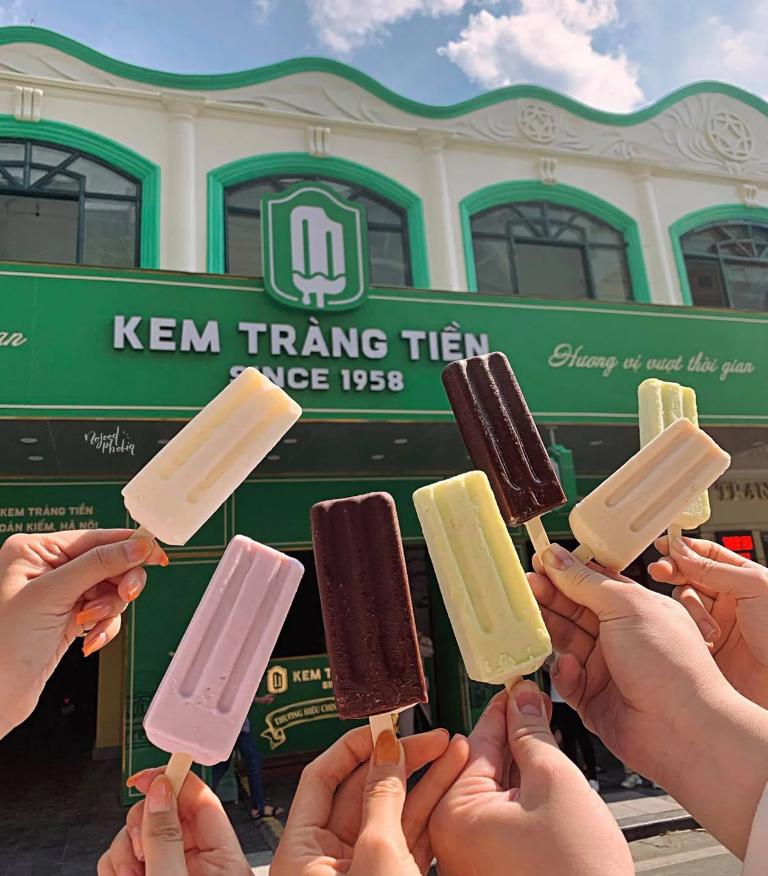 Trang Tien ice cream offers affordable prices and a delightful range of flavors, perfect for a sweet treat.