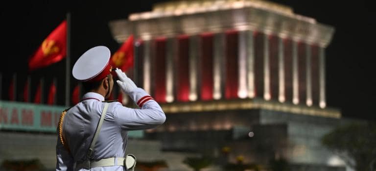 The flag-lowering ceremony at Ho Chi Minh Mausoleum is a solemn, symbolic nightly tribute.