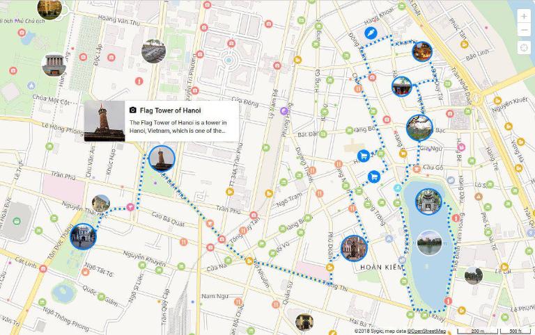 The Hanoi tourism map features over 30 cultural sites and iconic destinations across the city.