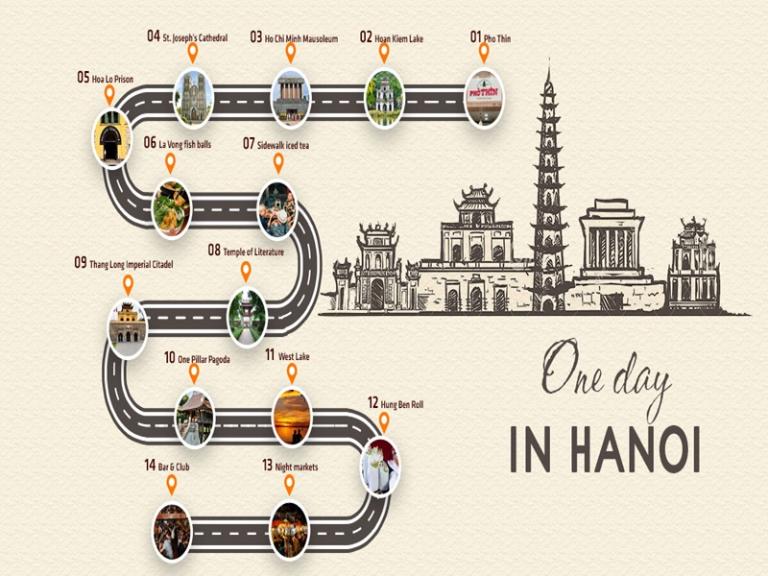 The Inner-City Tourism Map highlights 12 key attractions in Hanoi’s historic and modern districts.