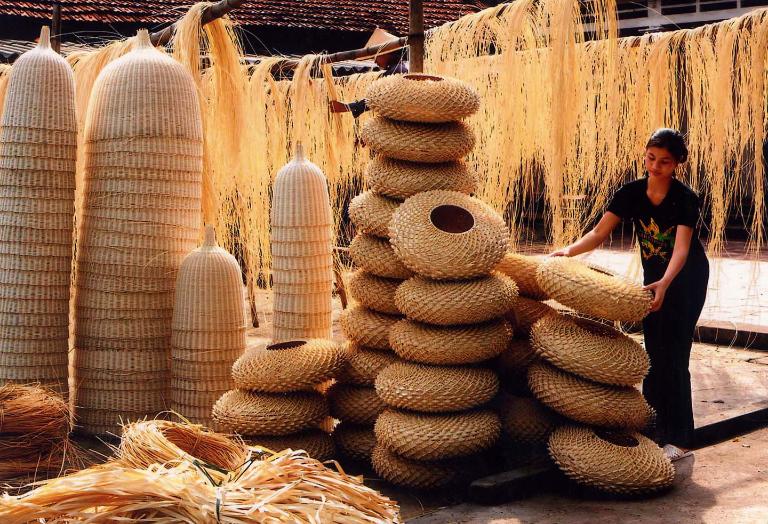 Phu Vinh Village is renowned for its traditional bamboo crafting, showcasing local artisanship.