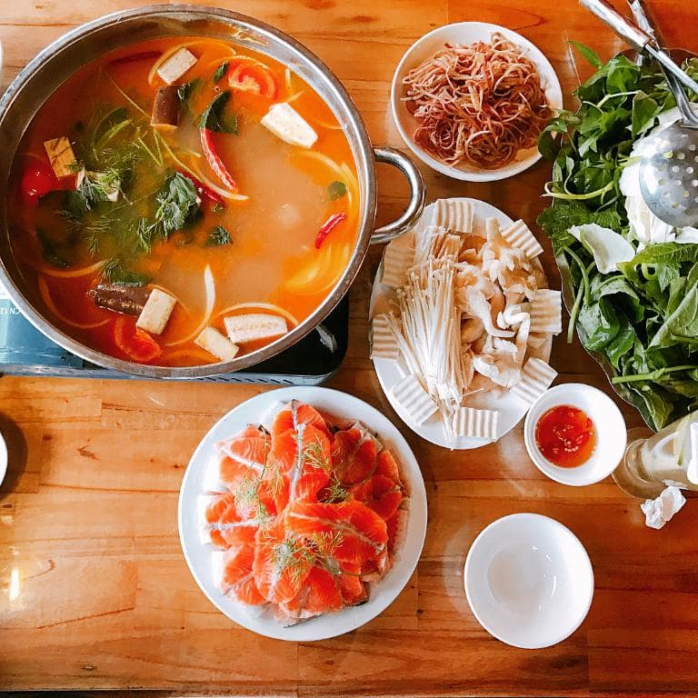 Many Sapa restaurants proudly serve Salmon Hotpot, a must-try when visiting the region