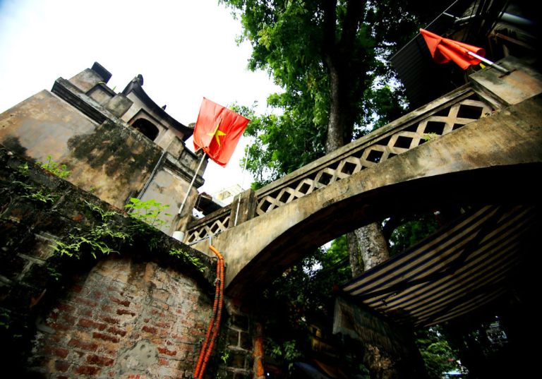 Old brick textures highlighting the timeless charm of a traditional shrine.