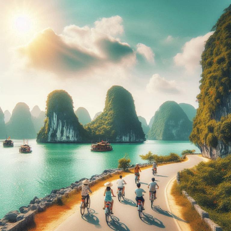 Cycling in Halong Bay