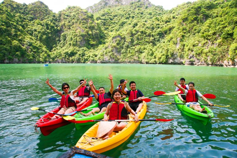 Kayaking in Halong Bay