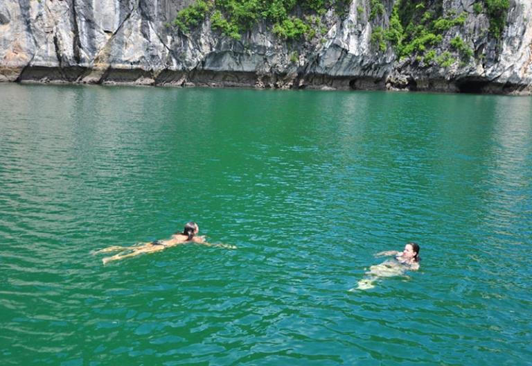 Swimming in Halong Bay